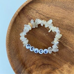 4/$15 Genuine Stones Beads Letter Peace Beaded Stretch Bracelet